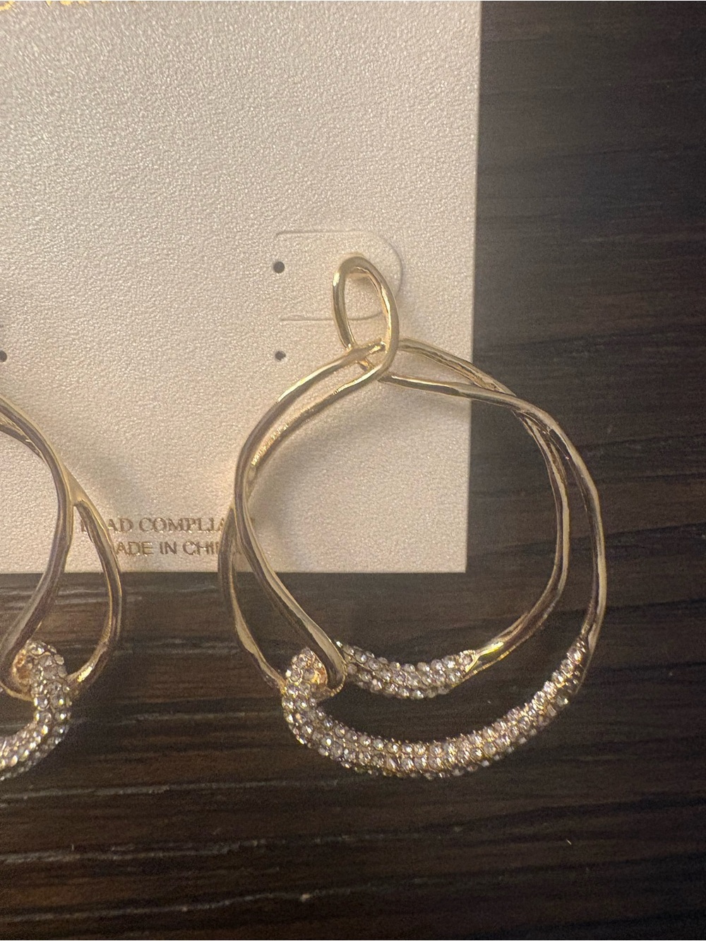 NEW Natasha Gold Pave Double Hoop Earrings - Picture 2 of 3